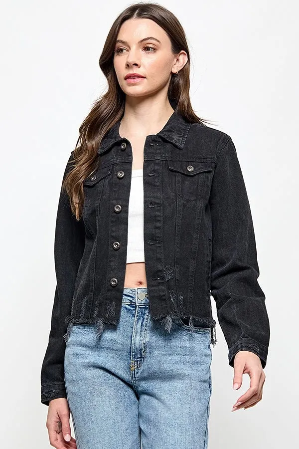 Distressed Cotton Denim Jacket