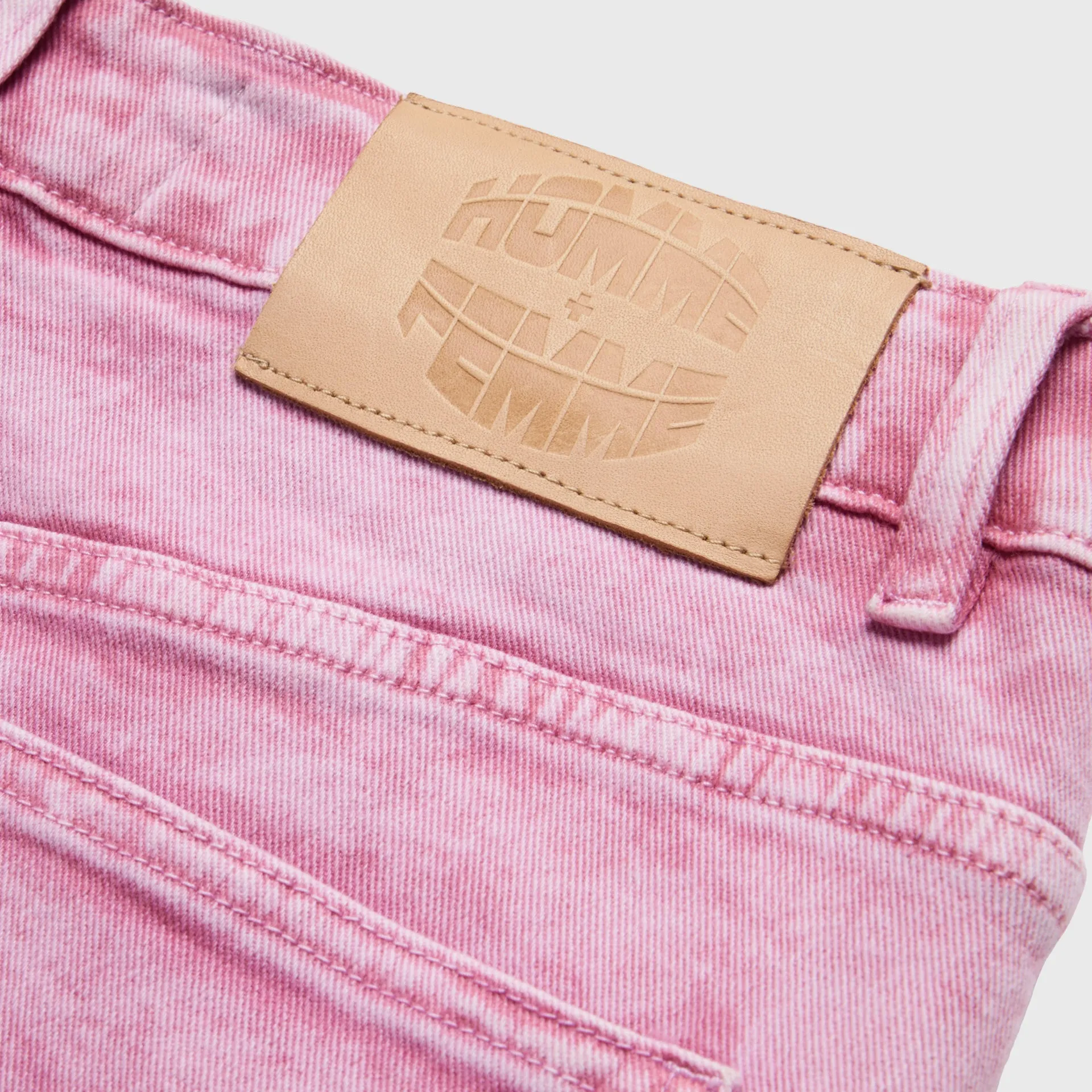 Distressed Strap Cargo Flare Denim Pink