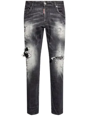 DSQUARED DISTRESSED STRAIGHT-LEG JEANS