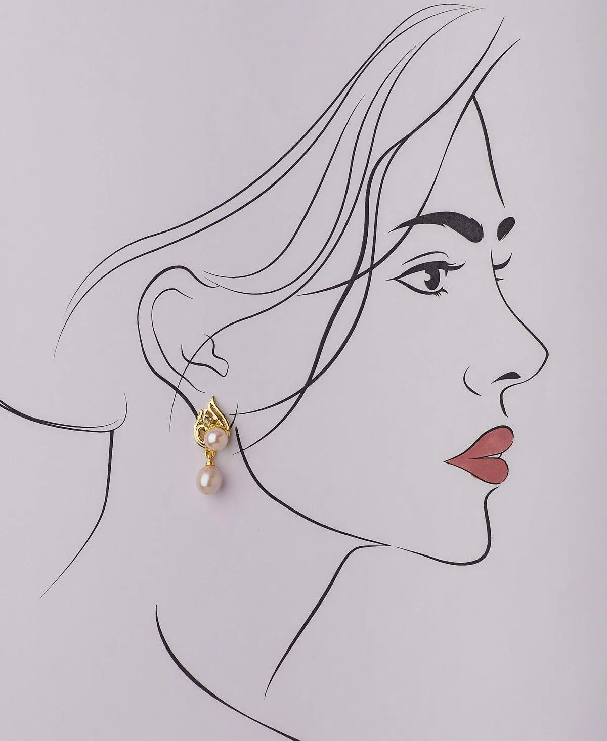 Elegant Hanging Drop Pearl Earring