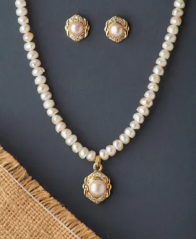 Elegant Real Pearl Necklace Set