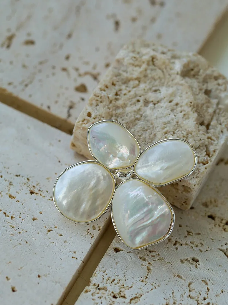 Elegant Temperament Natural White Mother-of-pearl Lilac Brooch