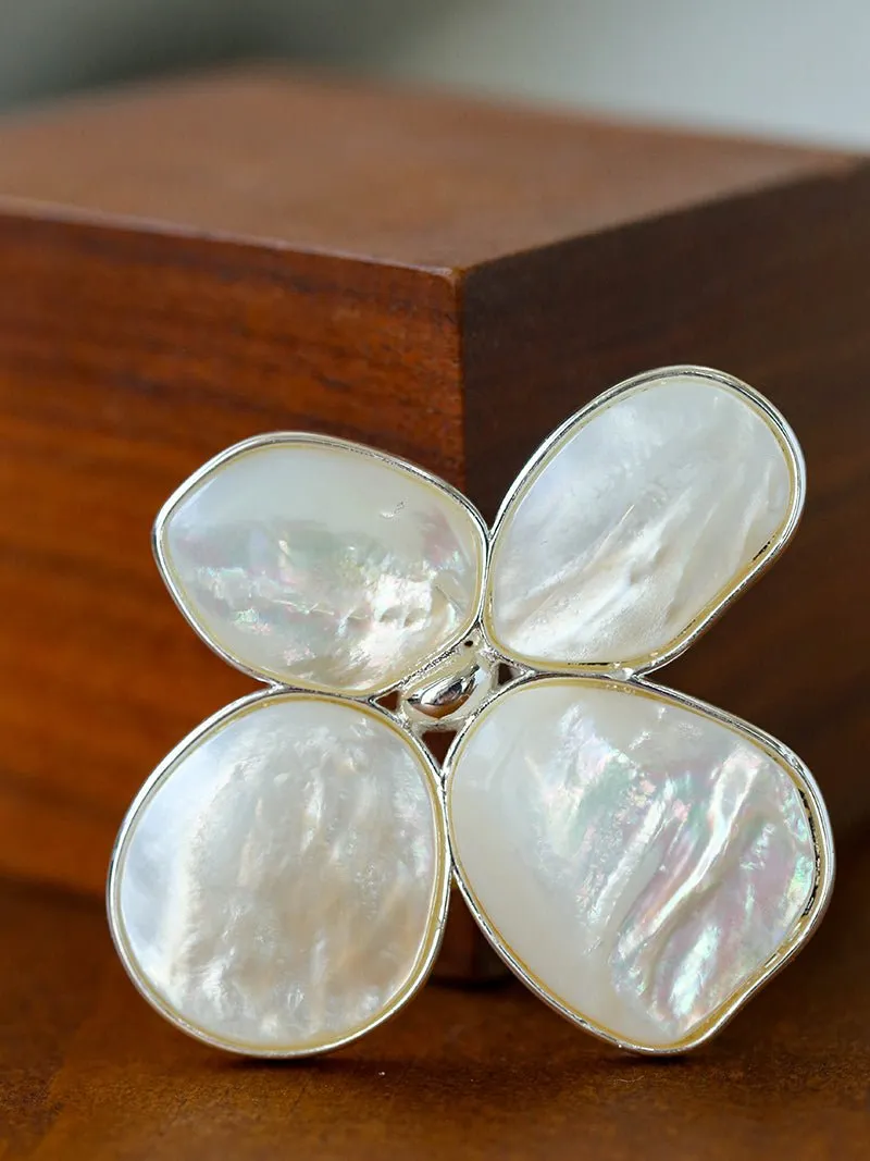 Elegant Temperament Natural White Mother-of-pearl Lilac Brooch