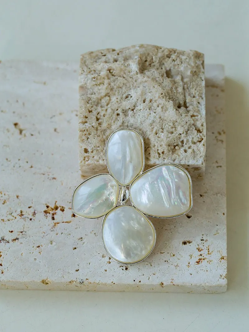 Elegant Temperament Natural White Mother-of-pearl Lilac Brooch