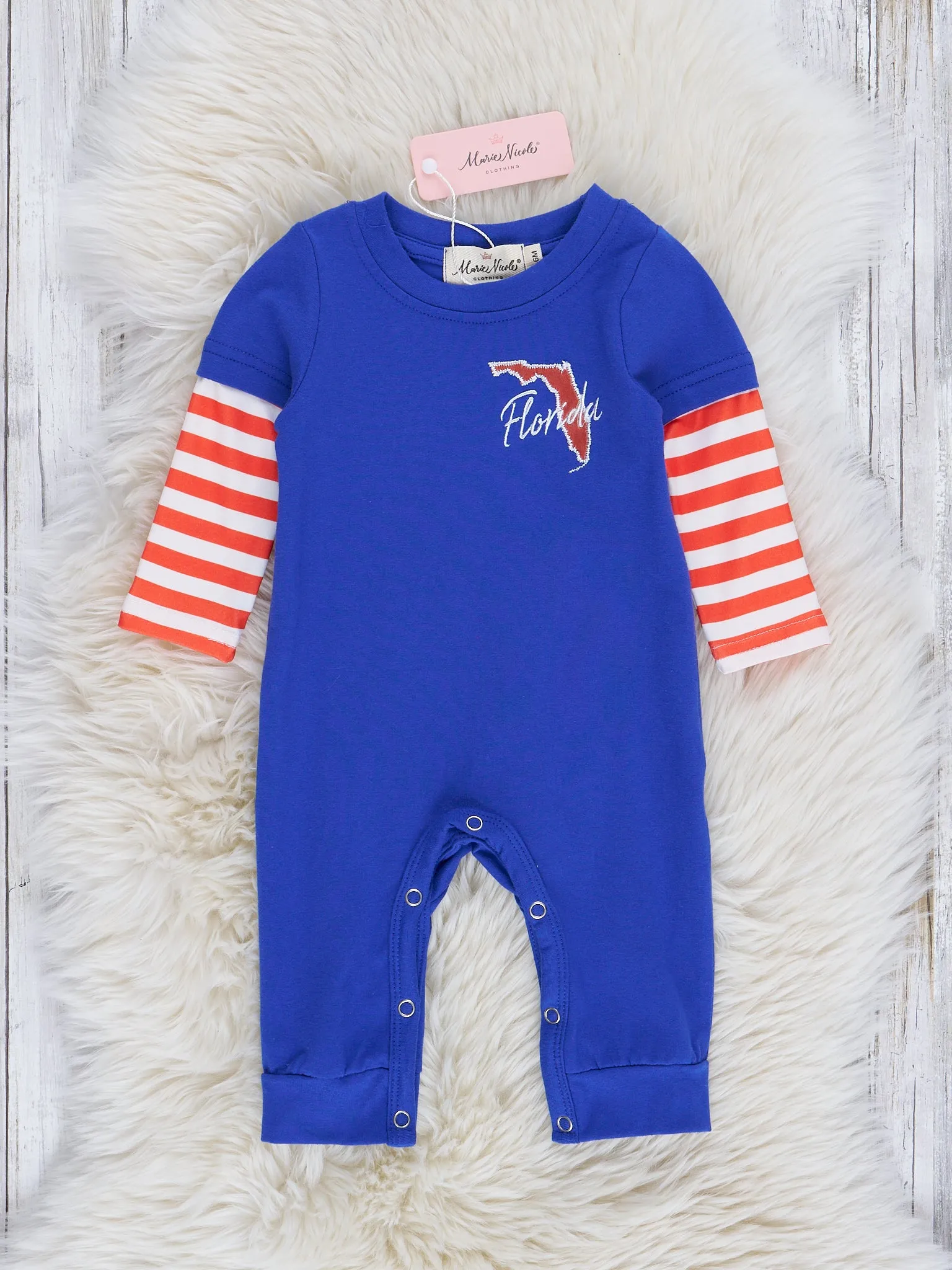 FL Blue Stripe Raglan Romper