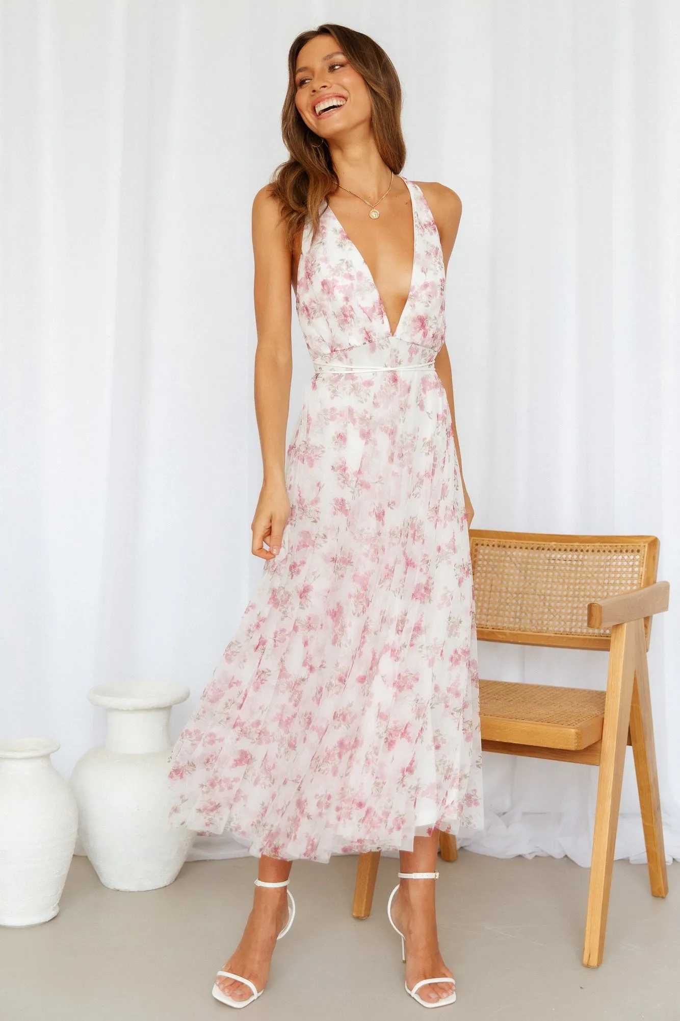 Fly With Me Girl Midi Dress Pink