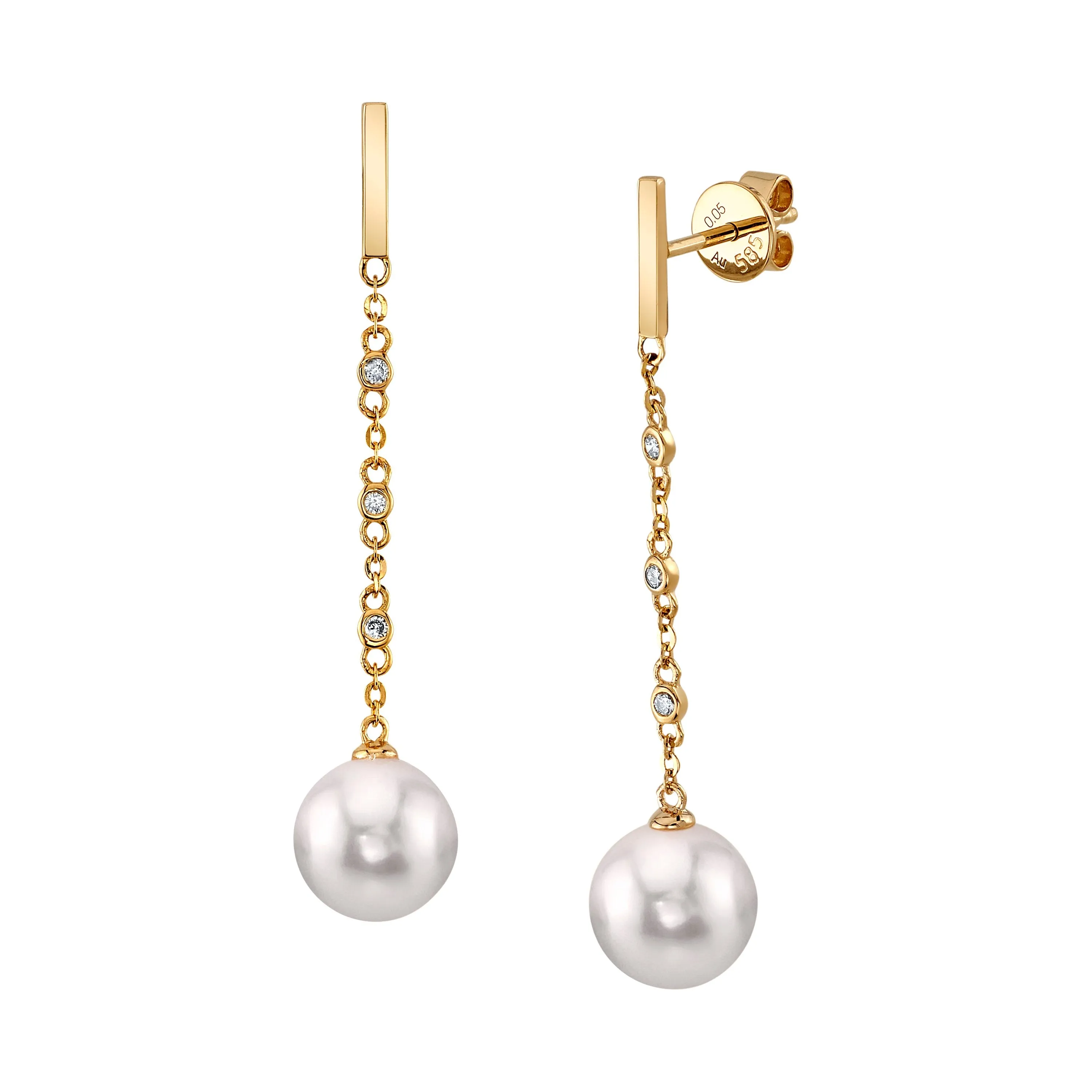 Freshwater Pearl & Diamond Flicker Dangle Earrings