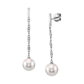 Freshwater Pearl & Diamond Flicker Dangle Earrings