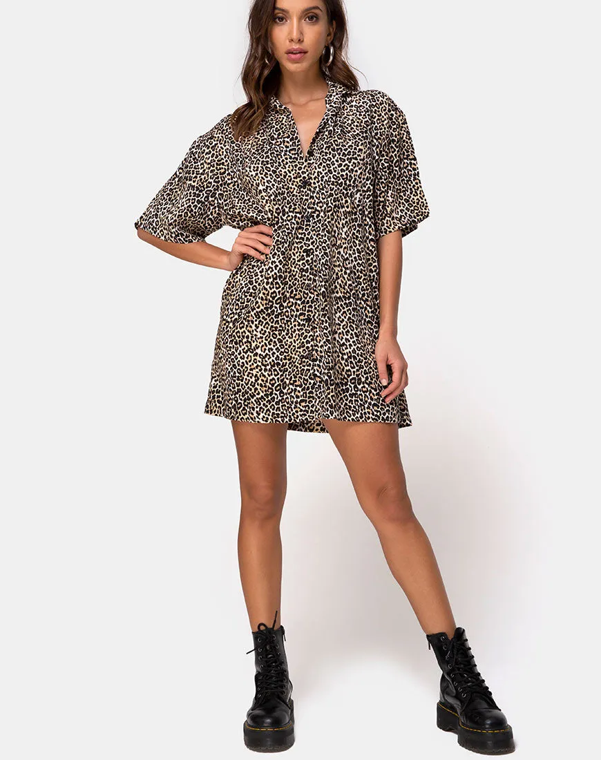 Fresia Mini Dress in Brown Rar Leopard