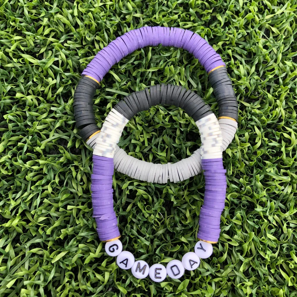 GAMEDAY BRACELET PURPLE/WHT GRY/BLACK