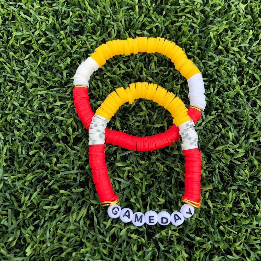 GAMEDAY BRACELET RED/WHT GRY/YELLOW