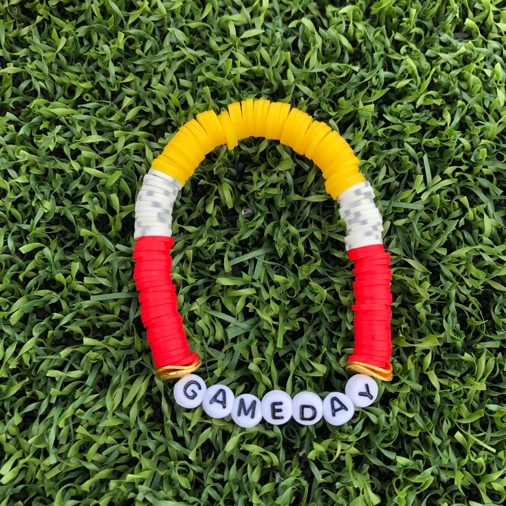 GAMEDAY BRACELET RED/WHT GRY/YELLOW