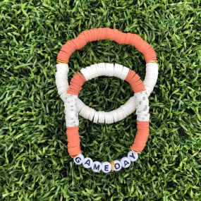 GAMEDAY BRACELET SET BURNT ORANGE/WHT GRY/WHITE