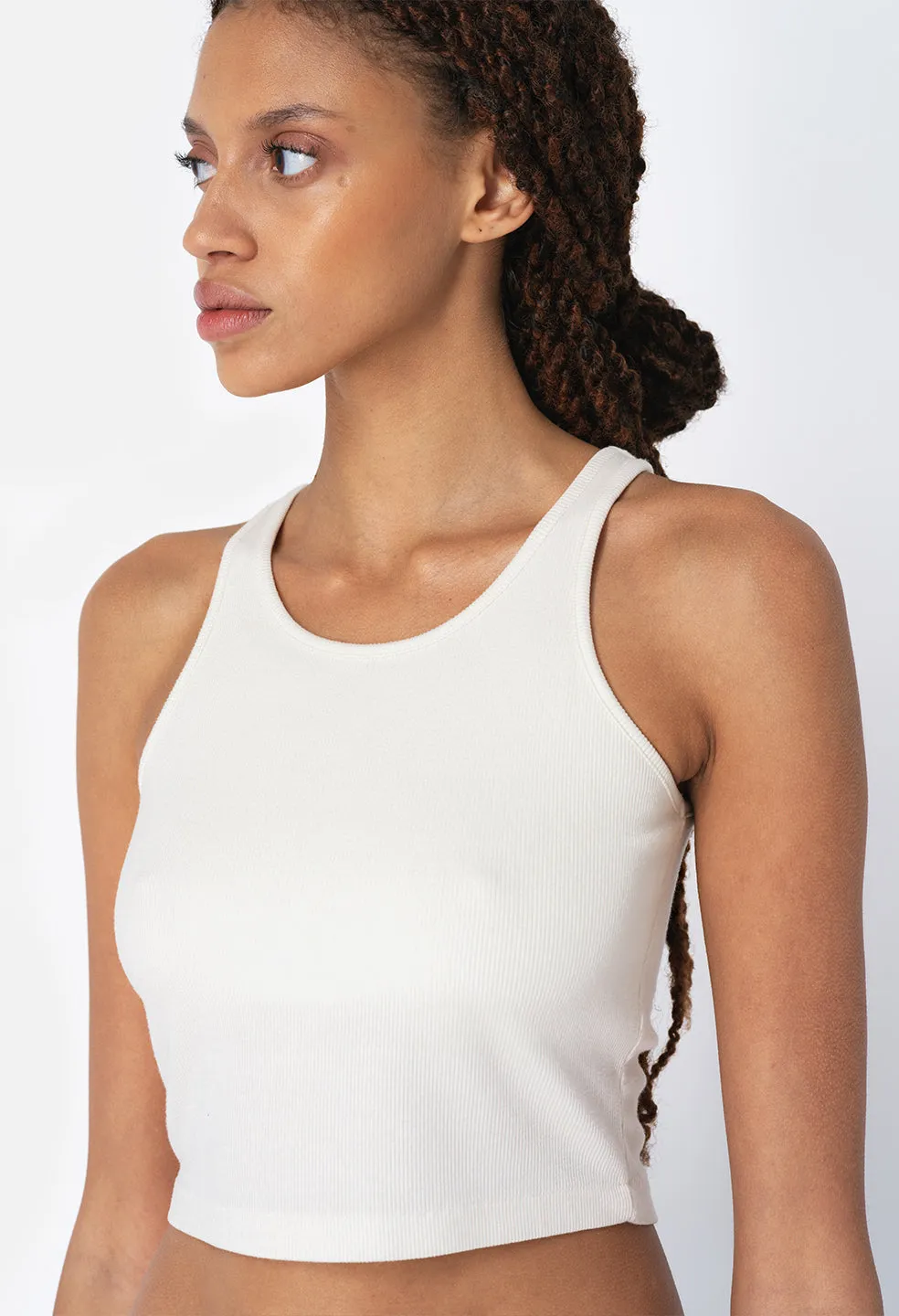 Gemini Rib Cropped Tank / Salt