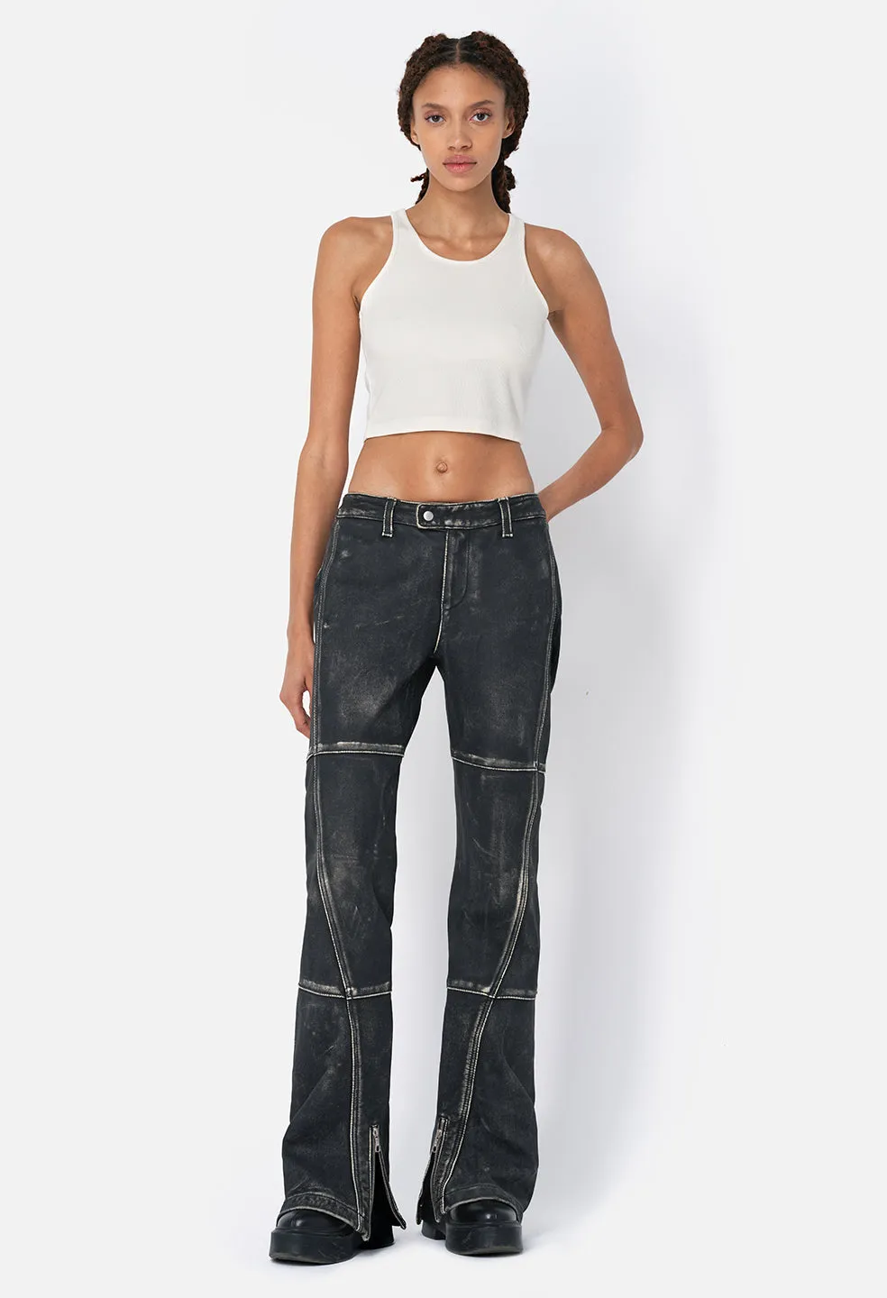 Gemini Rib Cropped Tank / Salt