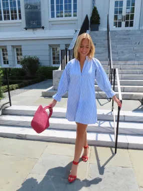 Geneva Mini Dress Blue and White Stripe