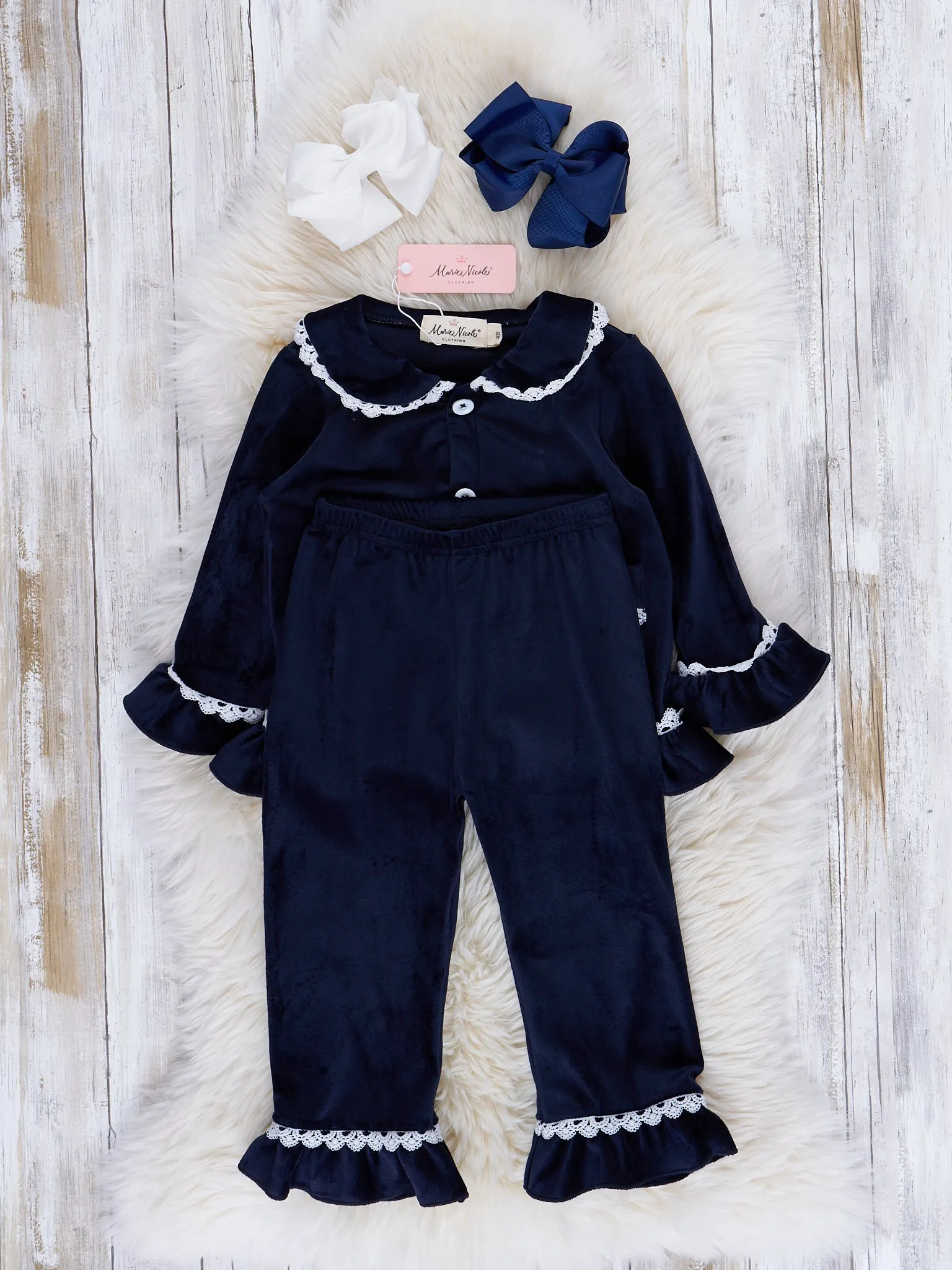 Girls' Christmas Velvet Ruffle Pajamas - Restocked!