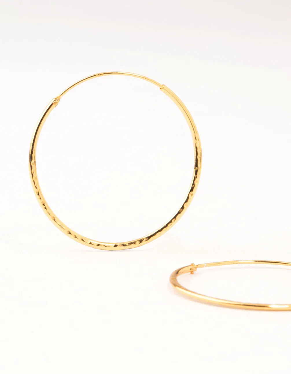 Gold Plated Sterling Silver Textured Hoop Earrings