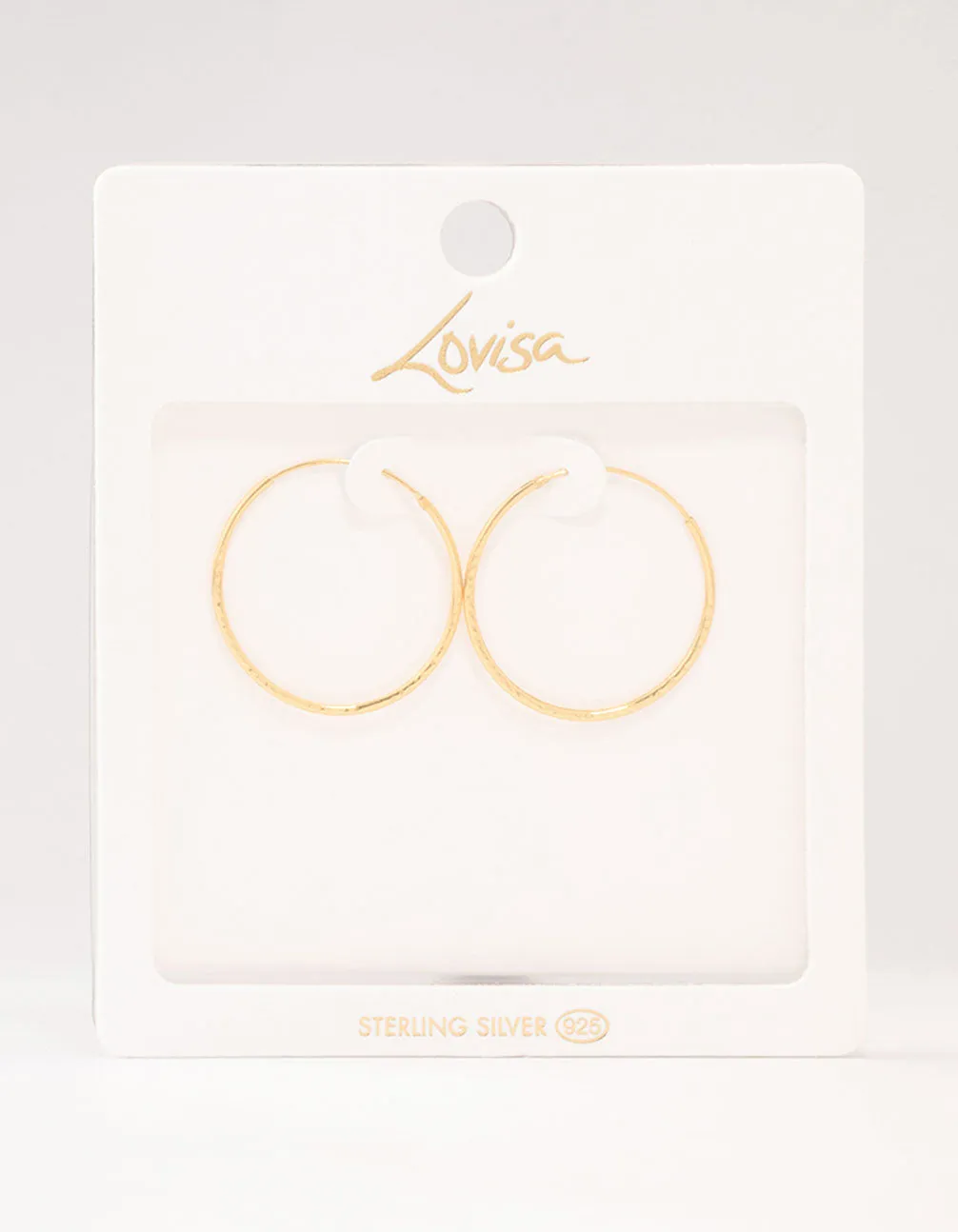 Gold Plated Sterling Silver Textured Hoop Earrings