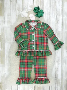 Green & Red Plaid Ruffle Pajamas