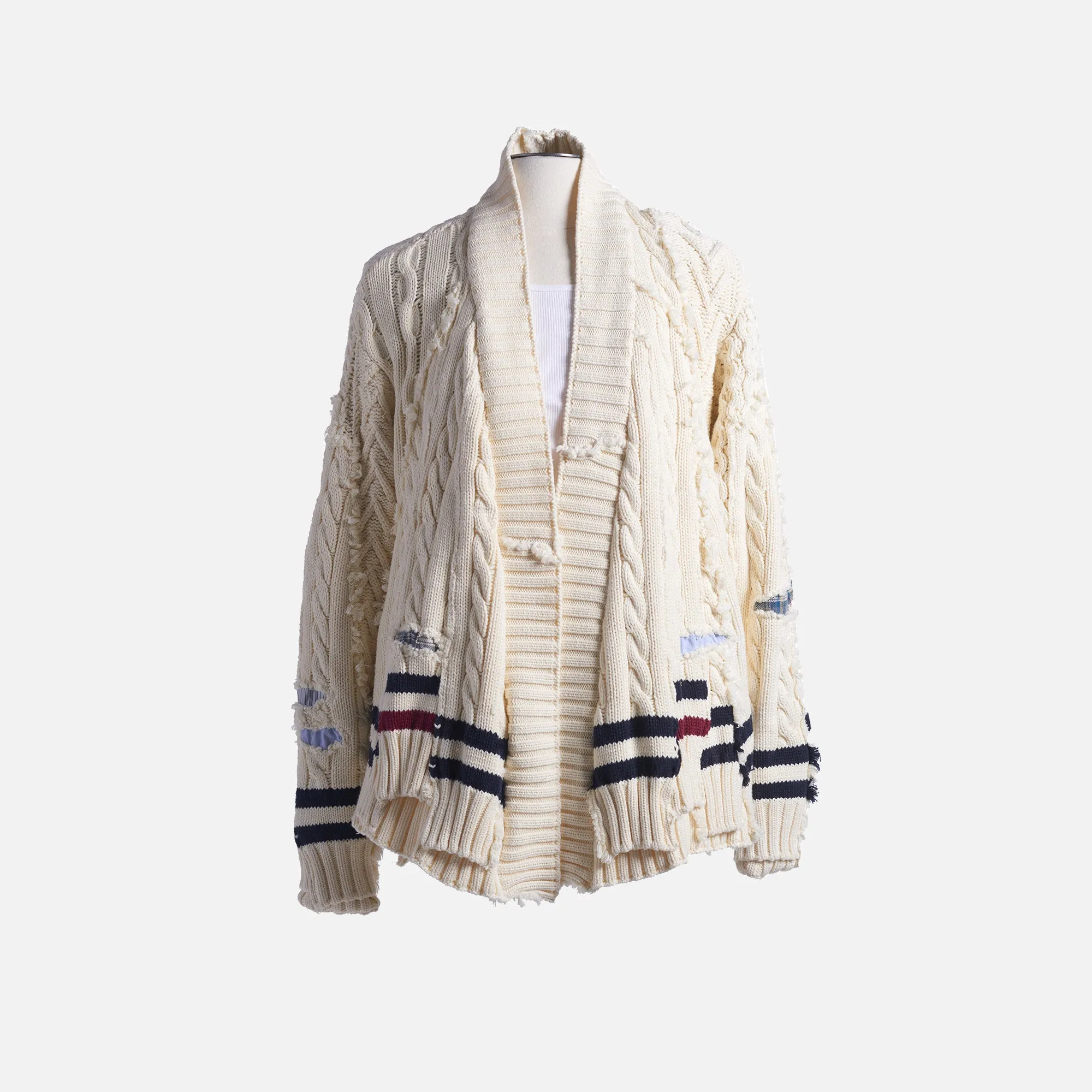 Greg Lauren Cable Knit Scrapwork GL1 - Ivory