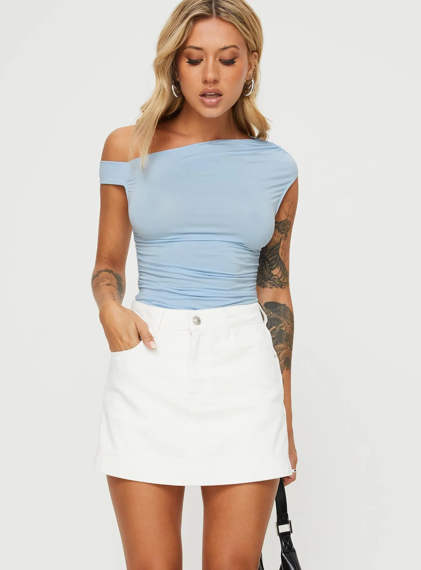 Heuston Denim Skort White Denim