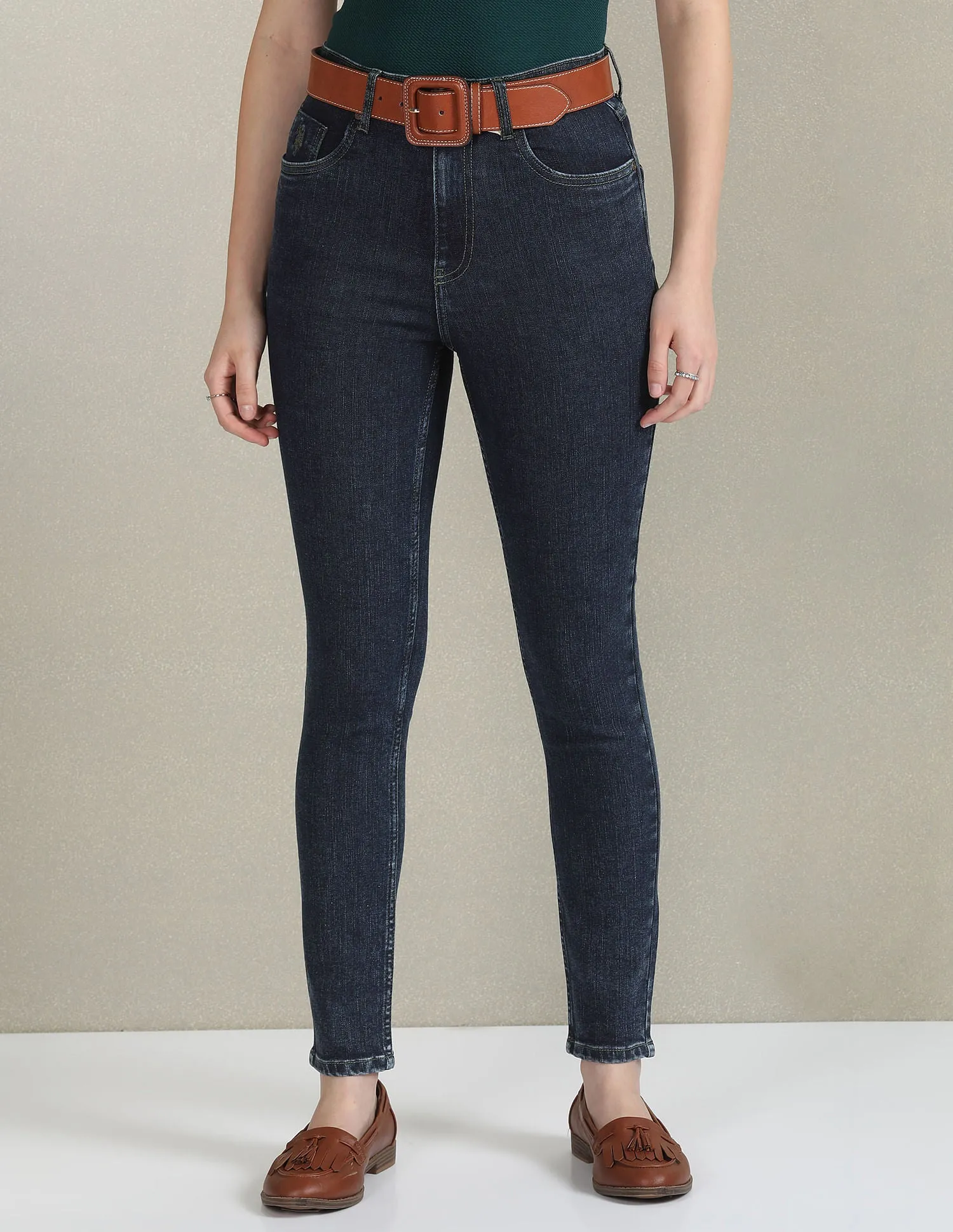 High Rise Rinsed Jeans