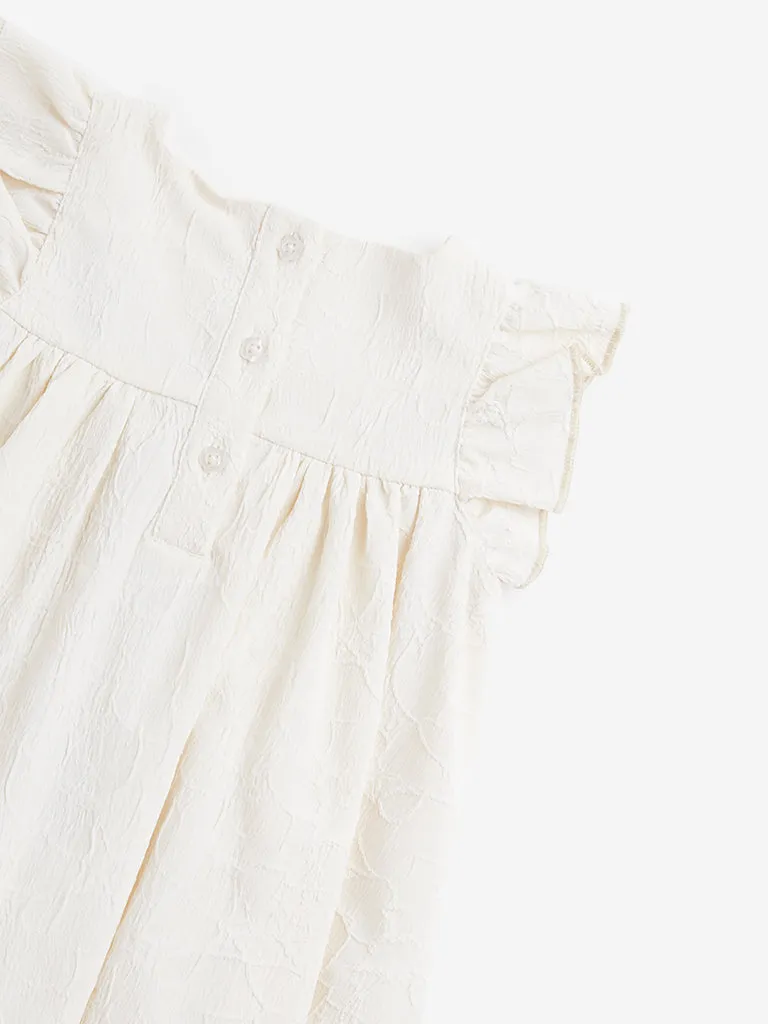 HOP Baby Off-White Textured A-Line Dress