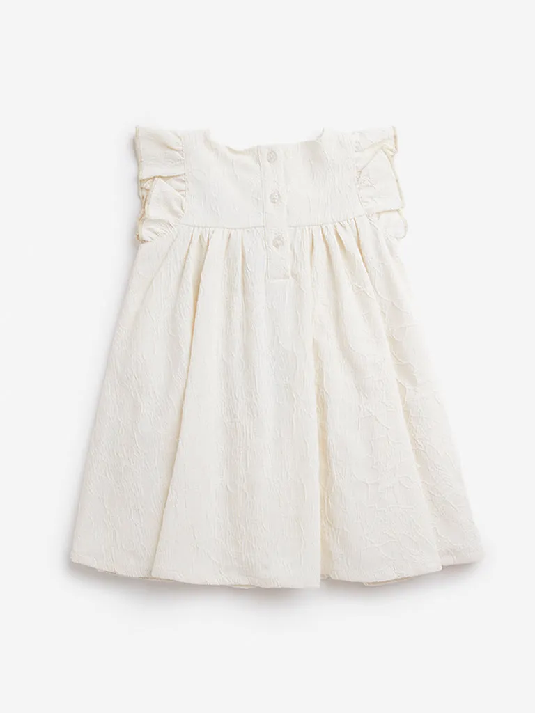 HOP Baby Off-White Textured A-Line Dress