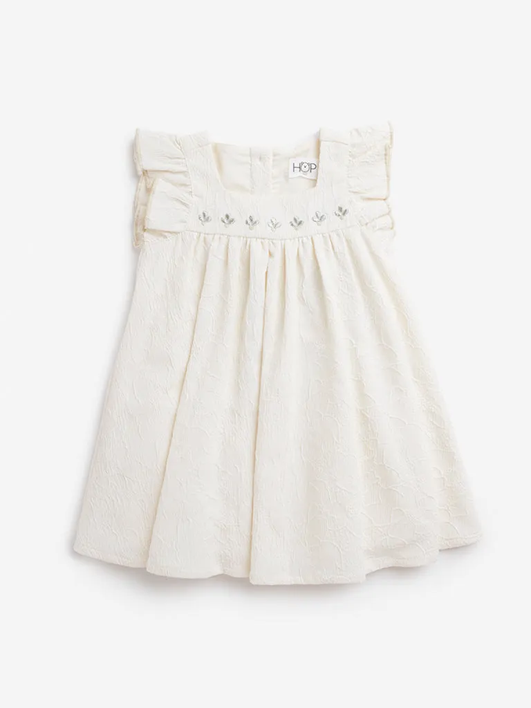 HOP Baby Off-White Textured A-Line Dress