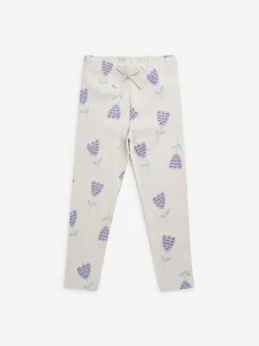 HOP Kids Beige Tulip Printed High-Rise Cotton Blend Pants