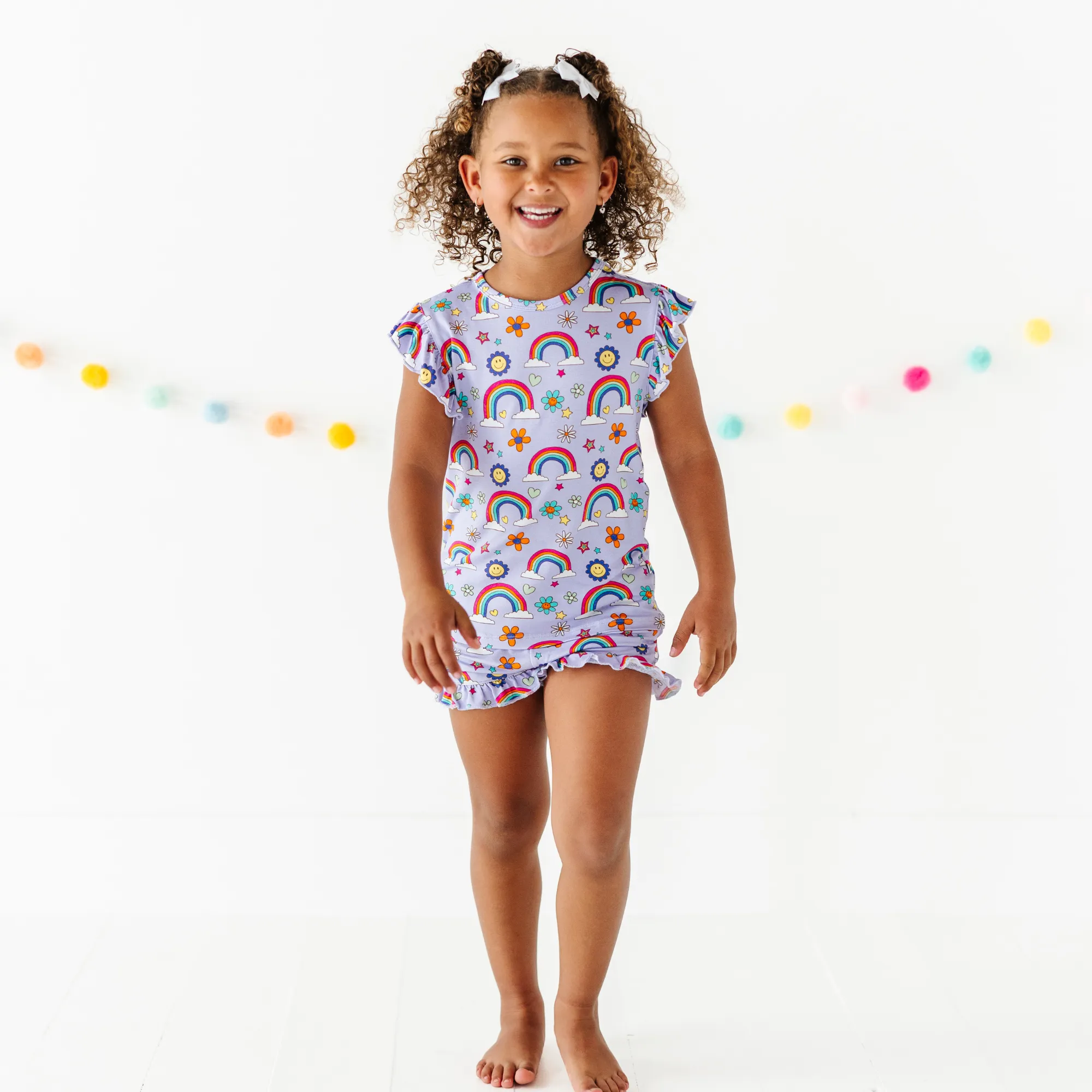 It's All Flowers and Rainbows Ruffle Short Set Toddler/Kids