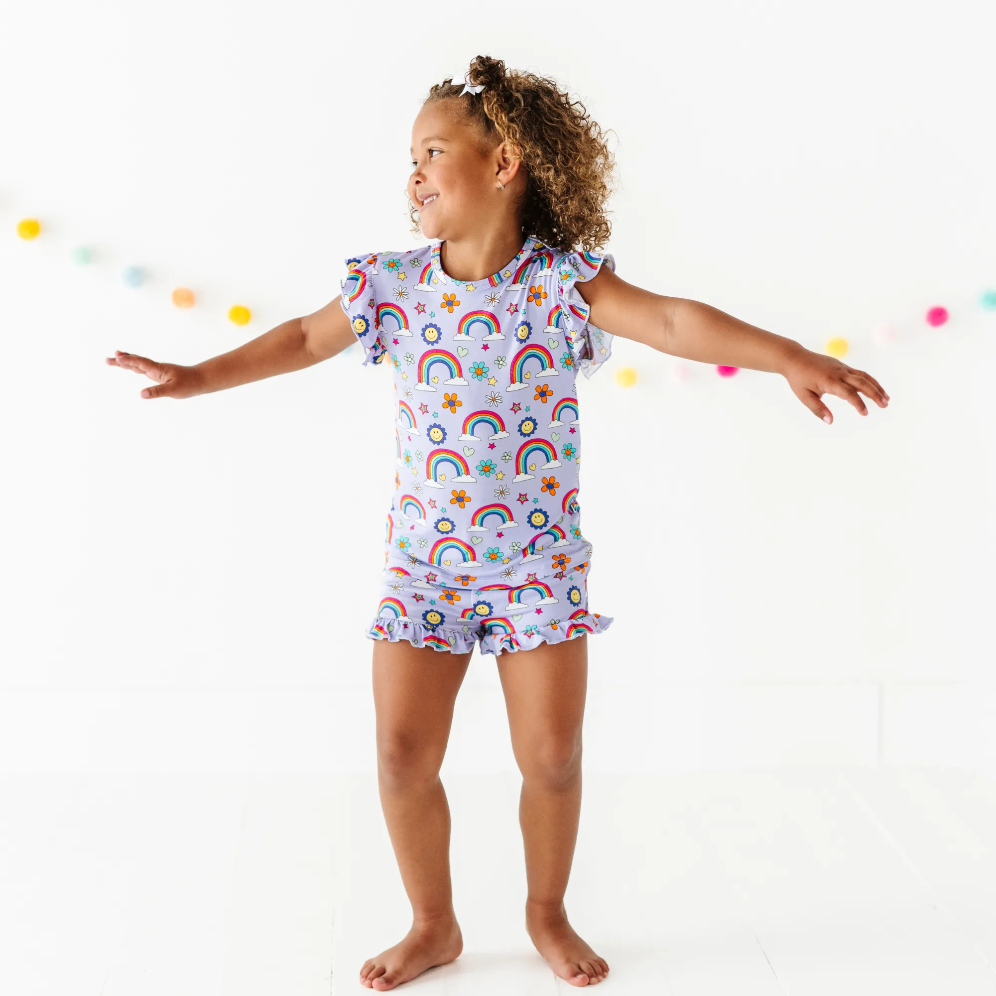 It's All Flowers and Rainbows Ruffle Short Set Toddler/Kids