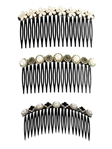 Kairangi Comb Pin for Women Western Comb Clips for Hair for Women Set of 3 Pcs Juda Pin Hair Pins for Women Side Pin/Comb Pin/Juda pin Accessories for Women