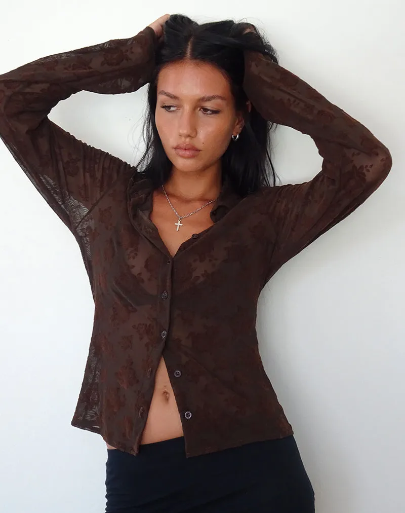 Kenila Romantic Rose Shirt in Flock Brown