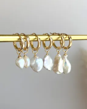 Keshi Pearl Huggie Hoop Earrings