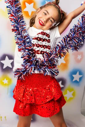 Kids Red Star Smocked Skort