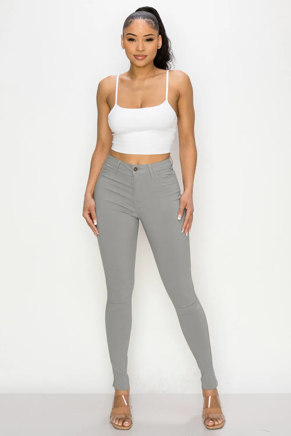 LV-300 LIGHT GREY HIGH WAISTED COLORED JEANS