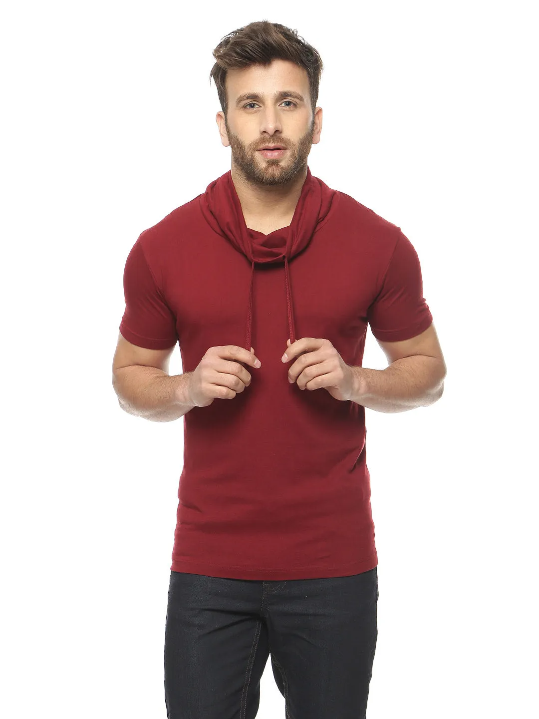 MAROON Plus Size Cowl Neck T-Shirt