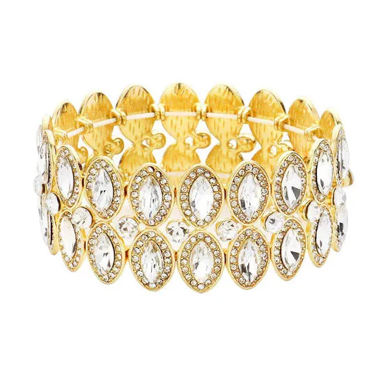 Marquise Stone Accented Stretch Evening Bracelet