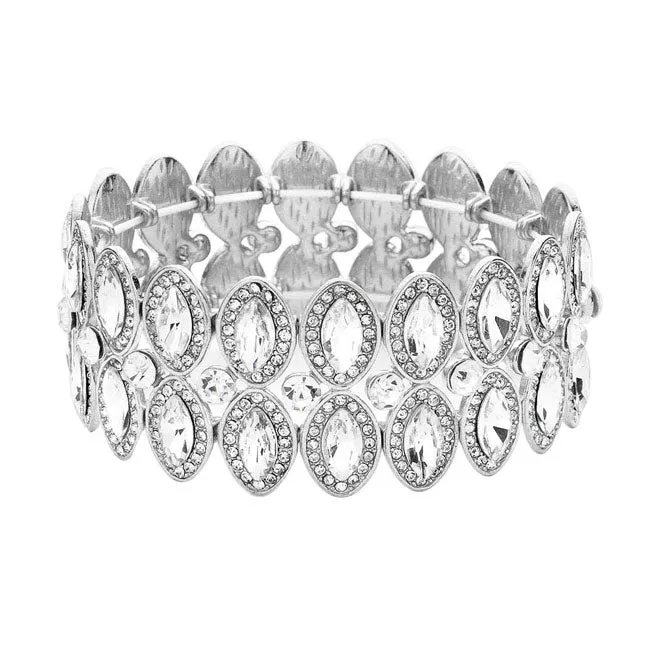 Marquise Stone Accented Stretch Evening Bracelet