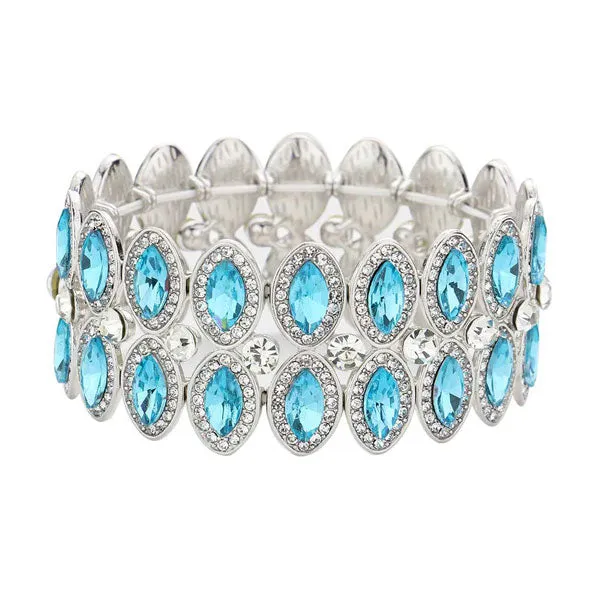 Marquise Stone Accented Stretch Evening Bracelet