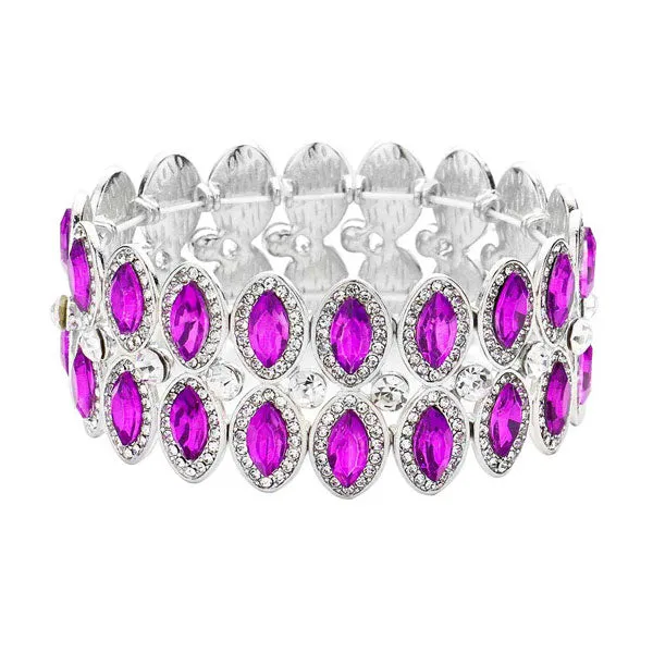 Marquise Stone Accented Stretch Evening Bracelet