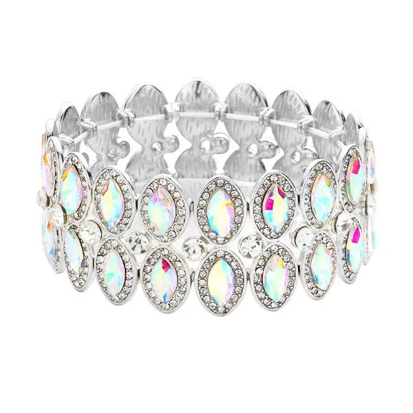 Marquise Stone Accented Stretch Evening Bracelet