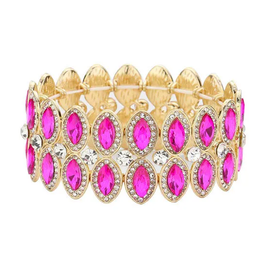 Marquise Stone Accented Stretch Evening Bracelet