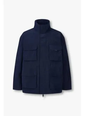 Men s Double Closure Nylon Cabang Jacket Navy