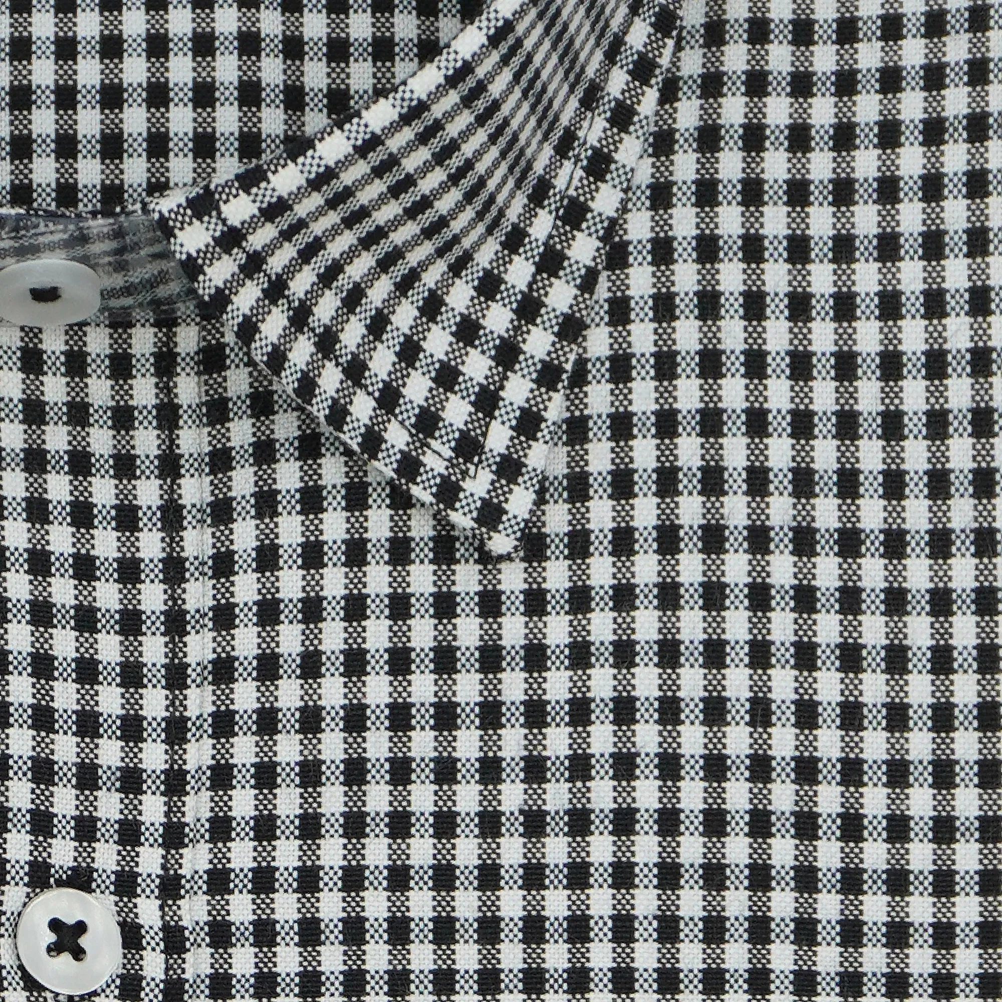 Men's 100% Cotton Checkered Half Sleeves Shirt (Black)