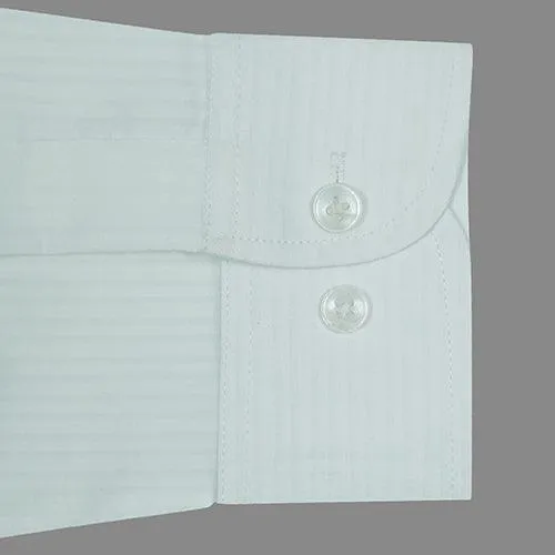 Men's 100% Cotton Full Sleeves Herringbone  Shirt (White)