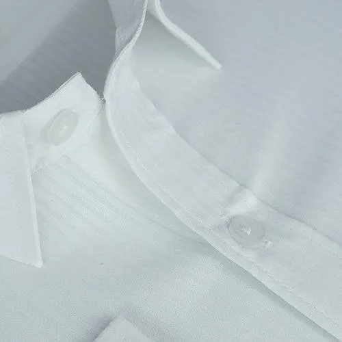 Men's 100% Cotton Full Sleeves Herringbone  Shirt (White)