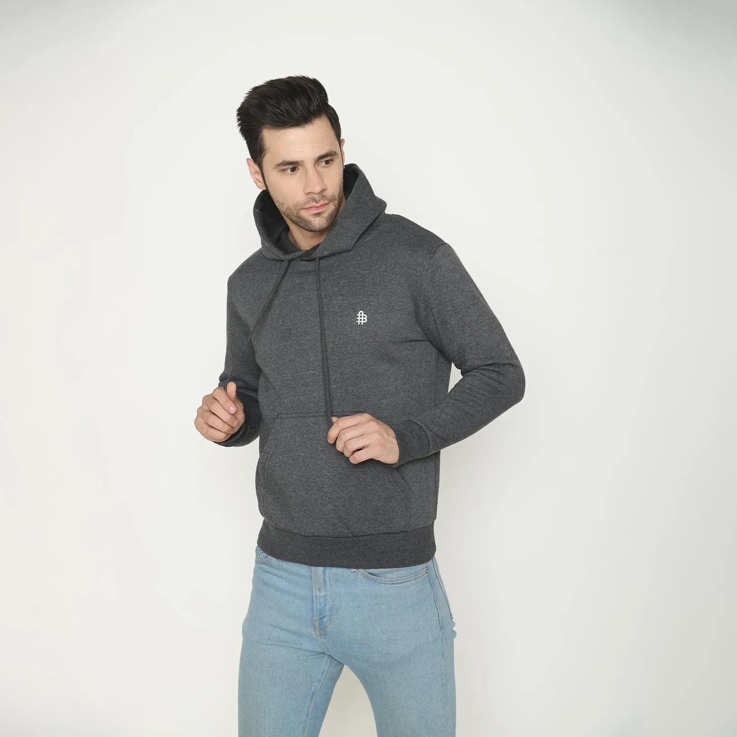 Men's Solid Hoodie Sweatshirt -  Anthara Mill